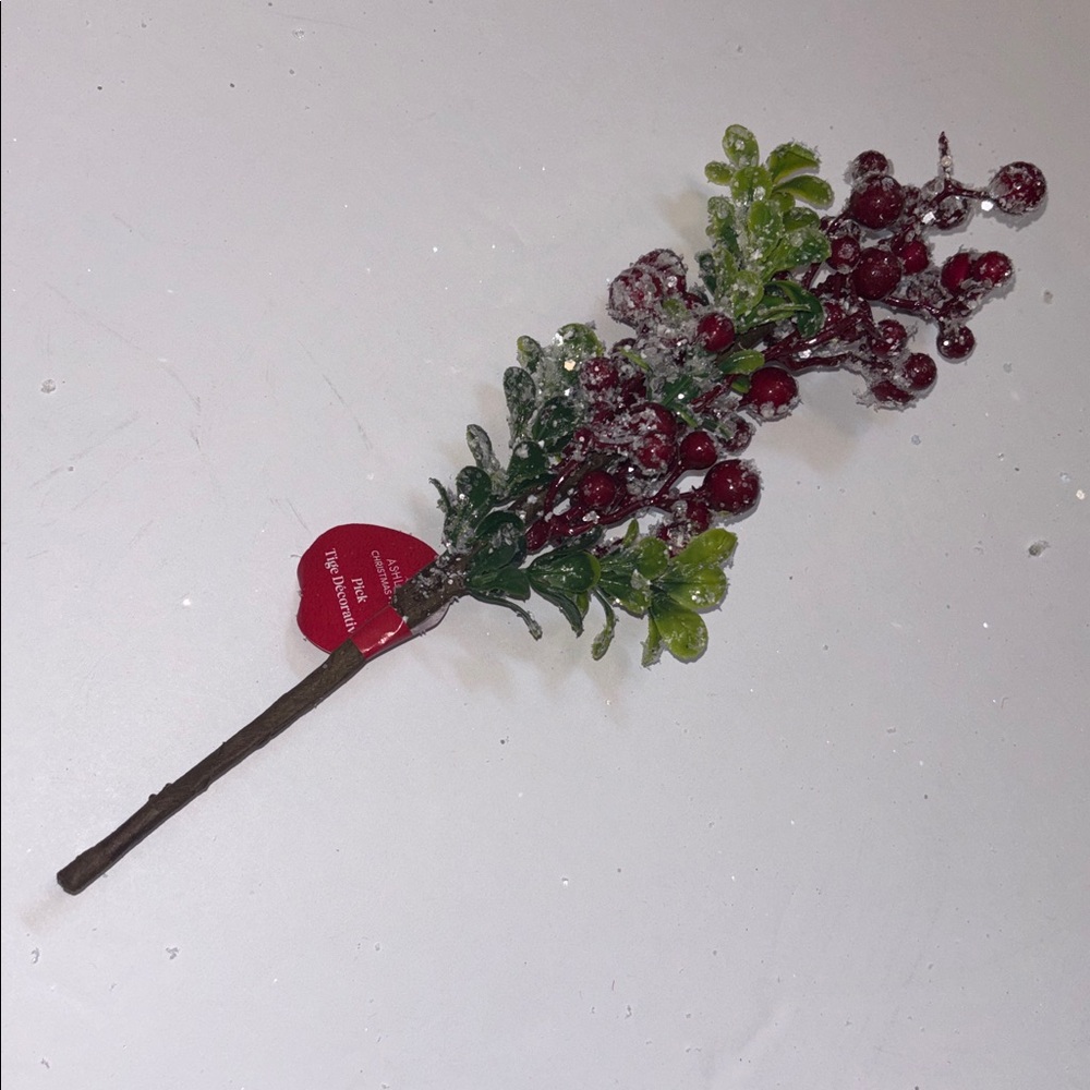 Snow Frosted Red Berry Stems Glitter Red Berries Eucalyptus Picks Set of 12 NWT - Picture 7 of 16